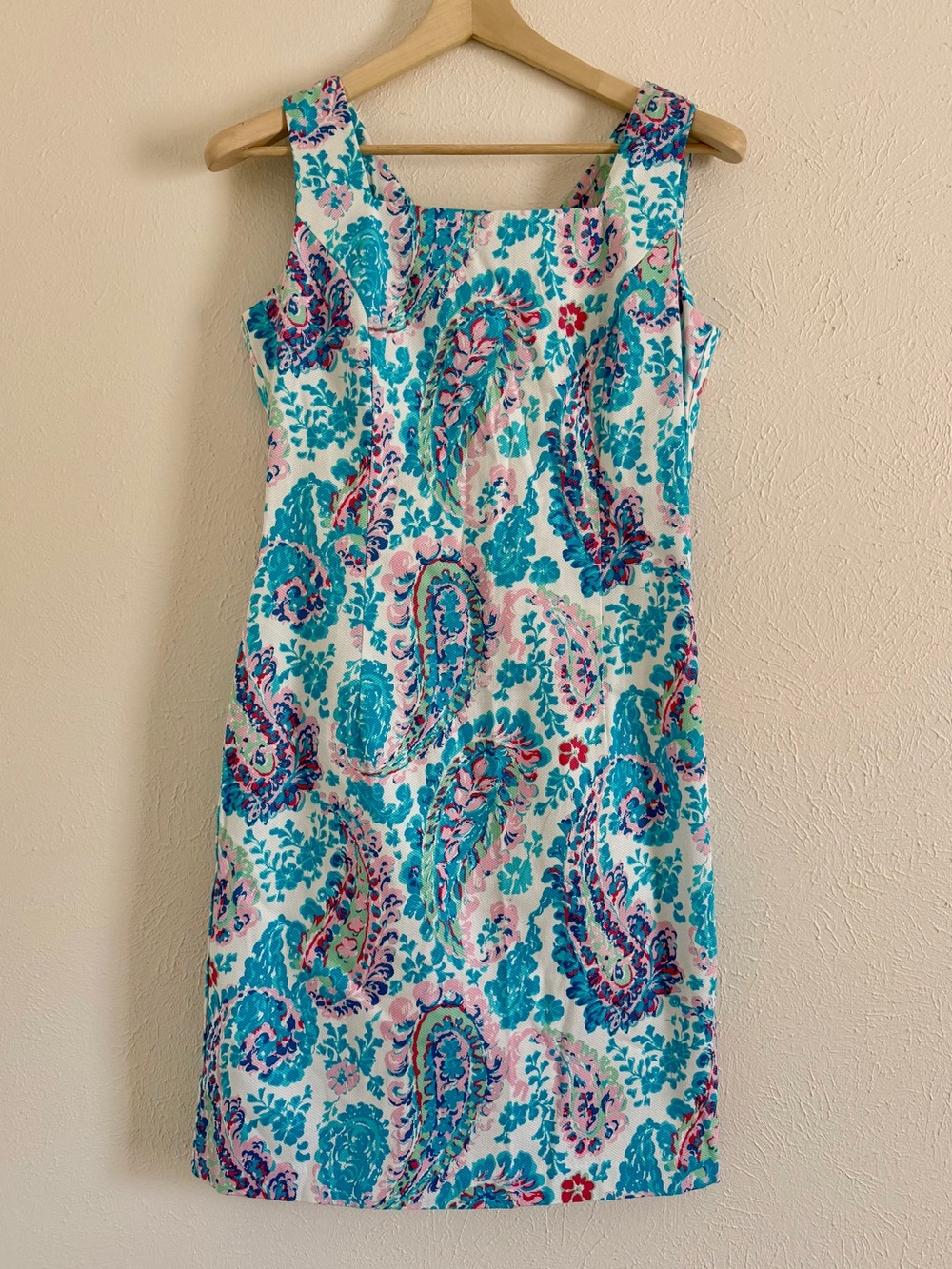 Talbots Teal and Pink Paisley Sheath Dress 4 NWT